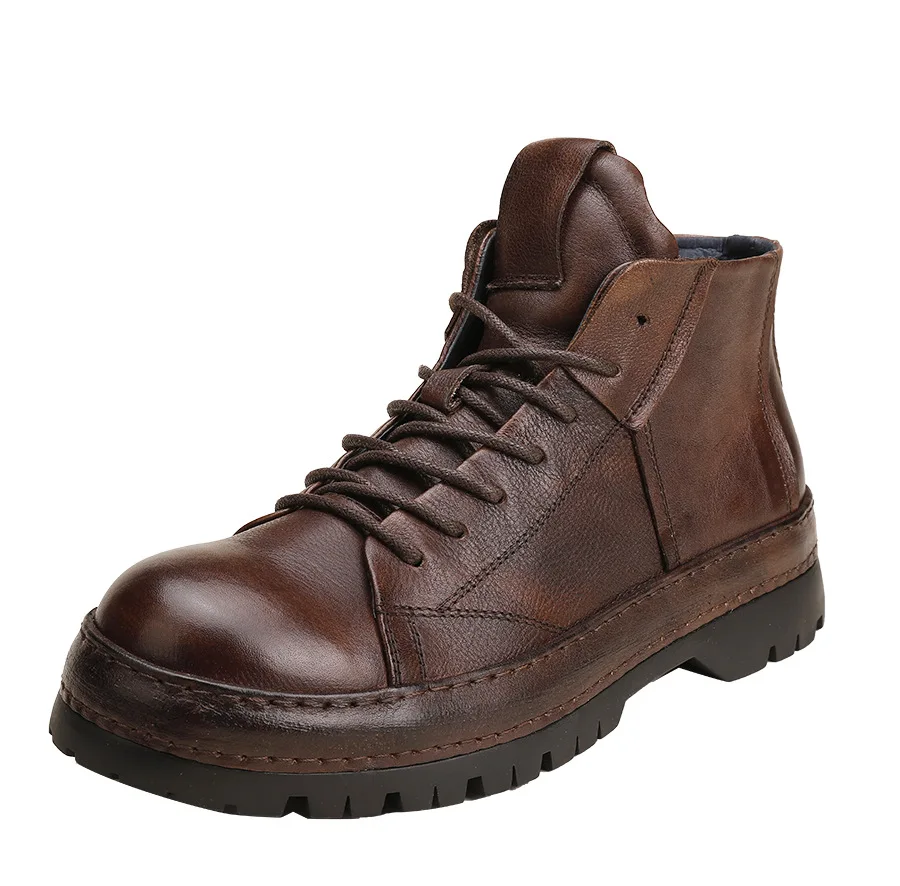 Men'S Shoes Brogues - Vintage British Men Ankle Boots Handmade