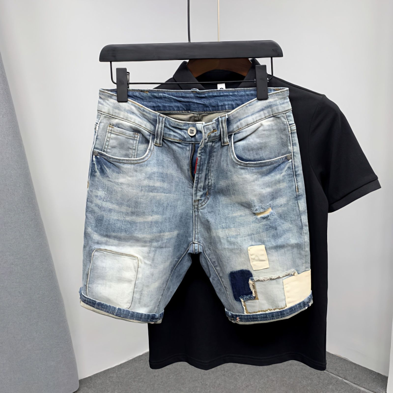 Men Shoes Xxl - Straight Male Denim Shorts Ripped Jorts